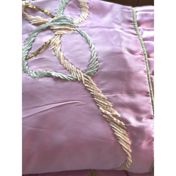 RARE ANTIQUE textile 1900 Edwardian society silk bedspread embroidery gilt ART - Picture 8 of 16